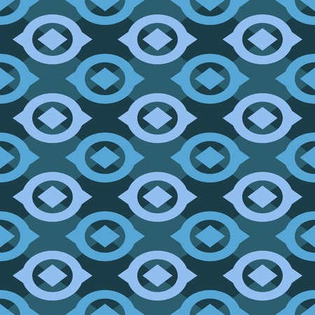 Abstract Geometric Seamless Pattern with Blue Symmetric Shapesのイラスト素材