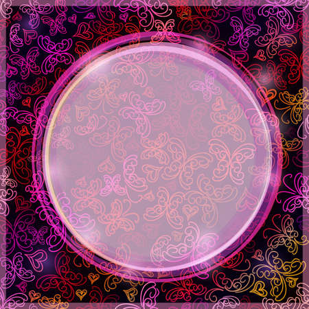 Dark Background Design Card with Bright Colorful Butterfly. Fantasy Abstract Illustrationのイラスト素材