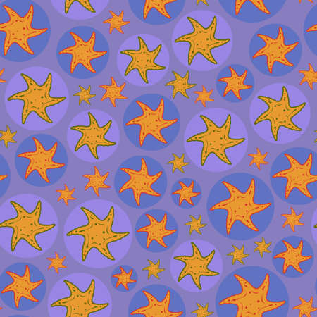 Purple Fish Seamless Pattern. Vector Illustration of Sea Lifeのイラスト素材