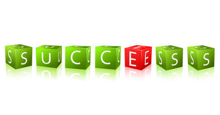 word success combines of cubes with letter. Illustration isolated on white backgroundのイラスト素材