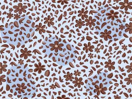 Two color floral seamless pattern background on blue backdropのイラスト素材