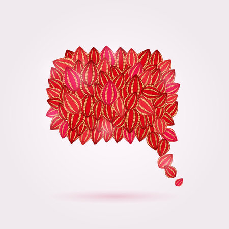 Speech Bubble Chat Composed from Red Shiny Leaves. Vector Illustrationのイラスト素材