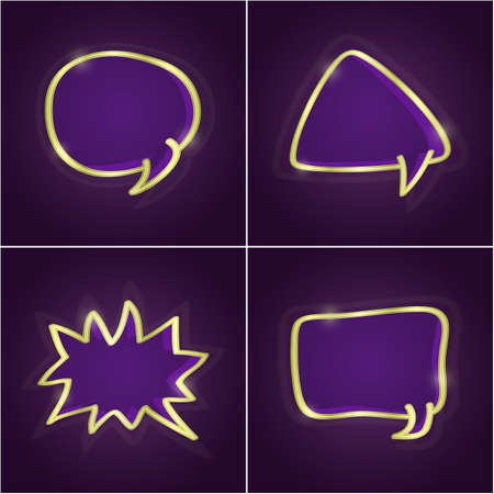Dark Shiny Set of Bubble Speech Cards. Vector Illustrationのイラスト素材