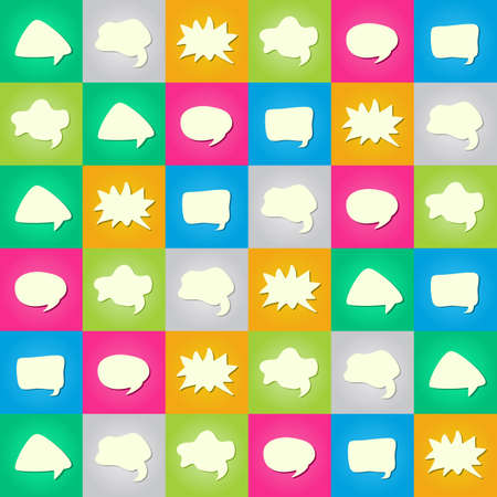 Colorful Hand Drawn Bubble Chat Seamless Vector Backgroundのイラスト素材