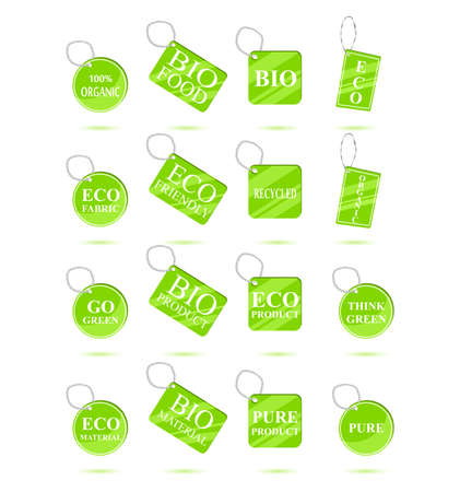 Eco Green Recycle Tags. Think Green Conceptのイラスト素材