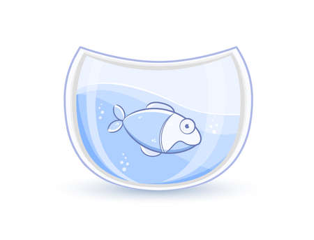 Blue Fish In Glass Aquarium. Vector Illustration.のイラスト素材