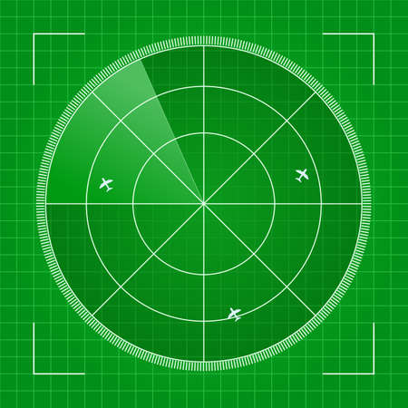 Green Radar with Airplanes. Vector Illustrationのイラスト素材