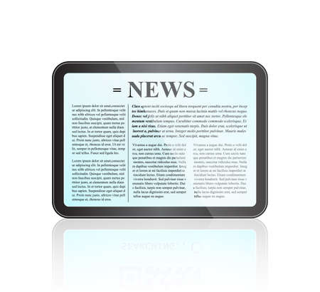 Newspaper Title Page on Tablet Screen. Fresh News Concept.のイラスト素材