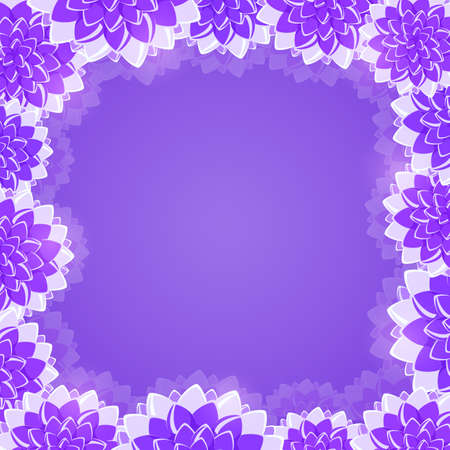 Purple Floral Frame on Violet Background. Vector Invitation Background with Flowersのイラスト素材