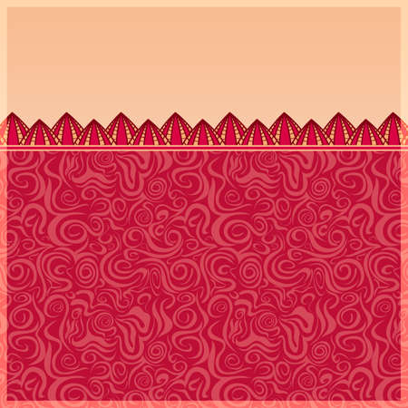 Romantic Retro Pink Invitation Card. Vector Iluustration with Doodle Backdropのイラスト素材