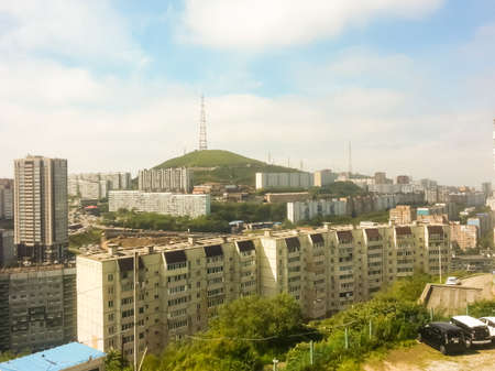 View of the city from the top of the mountain. Urban landscape.の写真素材