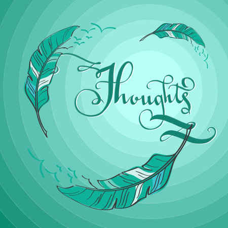 Mint illustration with pen and ornate calligraphyのイラスト素材