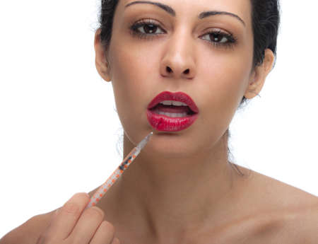 Treatment with botox or hyaluronic collagen HA injectionの写真素材