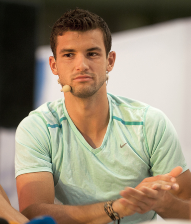 SOFIA-MARCH,29 Bulgarian tennis player Grigor Dimitrov during a press conference before Davis Cup on March 29, Sofiaのeditorial素材
