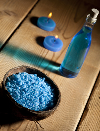 Spa background in the range of brown and blue.の写真素材