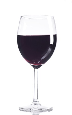 Red Wine in glass isolated on white backgroundの写真素材