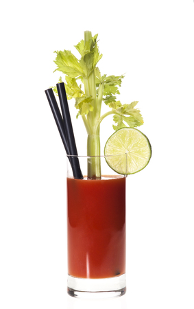 Bloody Mary cocktail isolated on a white backgroundの写真素材