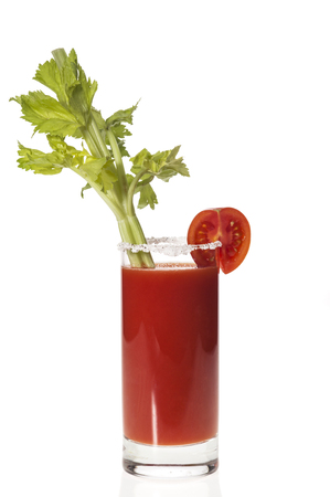 Bloody Mary cocktail isolated on a white backgroundの写真素材