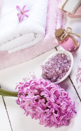 Spa background in the range of pink and white.の写真素材