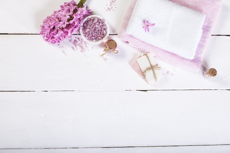 Spa background in the range of pink and white.の写真素材