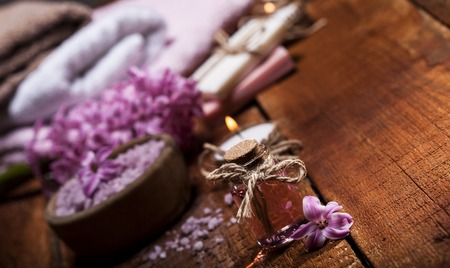 Spa background in the range of pink and brown.の写真素材