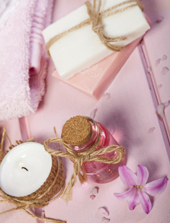 Spa background in the range of pink and white.の写真素材