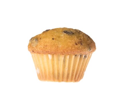 Fresh delicious fruit and chocolate muffin isolated on a white backgroundの写真素材