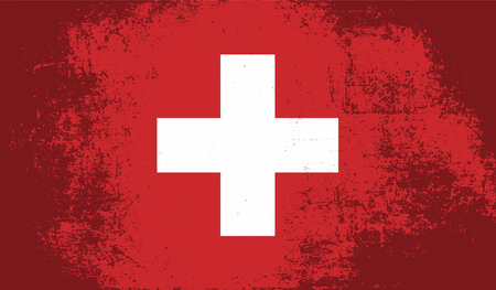 Grunge Vintage Flag of Switzerland. Vector Illustration.のイラスト素材