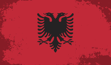 Albania flag with waving grunge texture. Vector background.のイラスト素材
