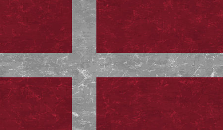Denmark flag with waving grunge texture. Vector background.のイラスト素材