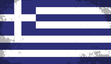 Greece flag with waving grunge texture. Vector background.のイラスト素材