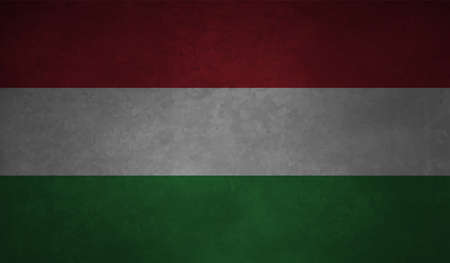 Hungary Flag. Grunge brush stroke with Hungary Flag isolated on grey. Style watercolor drawing and grunge texture.Vector illustration.のイラスト素材