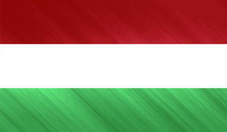 Hungary Flag. Grunge brush stroke with Hungary Flag isolated on grey. Style watercolor drawing and grunge texture.Vector illustration.のイラスト素材