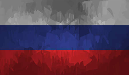 Flag of Russia. Squared grunge background. Russian national symbol. Template design, vector illustration. Banner.のイラスト素材