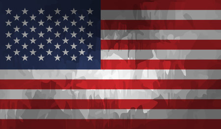 American flag. Grunge old flag USA isolated white background. Distressed retro texture. Vintage grungy dirty design. Symbol America united national freedom, patriotic 4th july Vector illustrationのイラスト素材