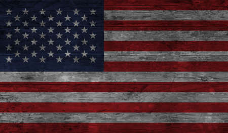 American flag. Grunge old flag USA isolated white background. Distressed retro texture. Vintage grungy dirty design. Symbol America united national freedom, patriotic 4th july Vector illustrationのイラスト素材