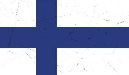 Vector Illustration Cool Grunge And Distressed Flag Of Finlandのイラスト素材