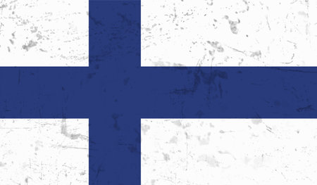 Vector Illustration Cool Grunge And Distressed Flag Of Finlandのイラスト素材