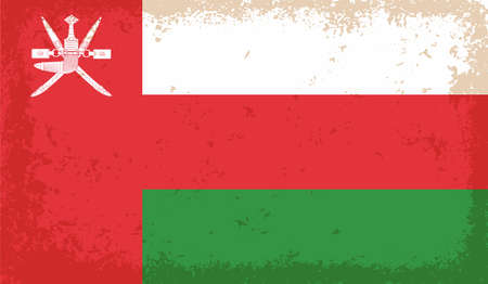 Oman flag with waving grunge texture. Vector background.のイラスト素材