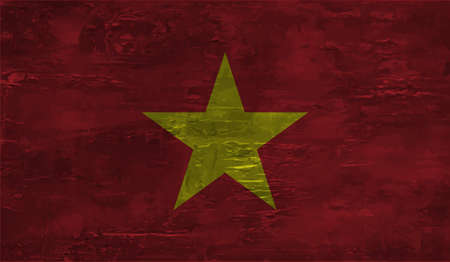 Vietnam flag with waving grunge texture. Vector background.のイラスト素材