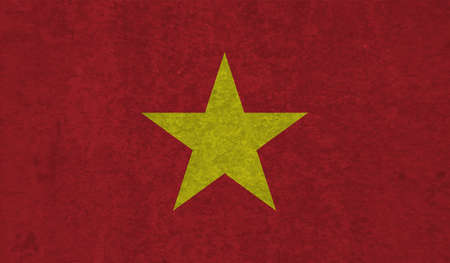 Vietnam flag with waving grunge texture. Vector background.のイラスト素材