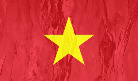 Vietnam flag with waving grunge texture. Vector background.のイラスト素材