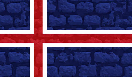 Iceland flag. Icelandic banner with scratched texture, grunge.のイラスト素材