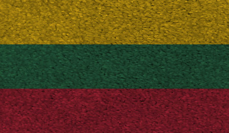 Lithuania flag with waving grunge texture. Vector background.のイラスト素材