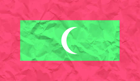 Maldives flag with waving grunge texture. Vector background.のイラスト素材