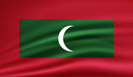 Maldives flag with waving grunge texture. Vector background.のイラスト素材