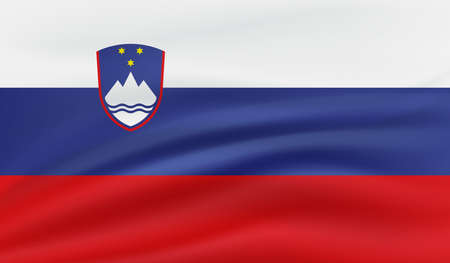 Slovenia flag with waving grunge texture. Vector background.
