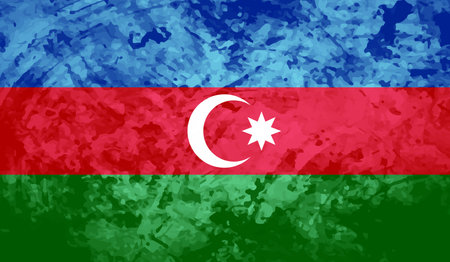 Azerbaijan flag with waving grunge texture. Vector background.のイラスト素材