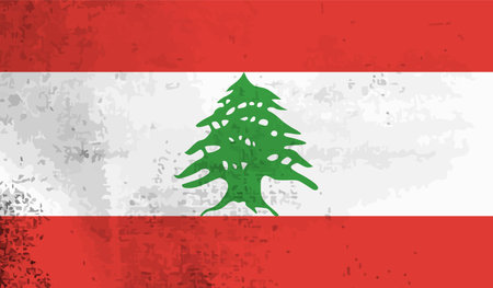 Lebanon flag with waving grunge texture. Vector background.のイラスト素材