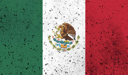Grunge Mexico flag textured background. Vector illustrationのイラスト素材